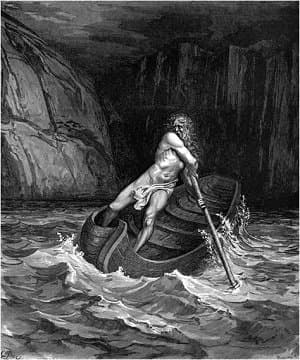 Illustration of Charon the ferryman of the dead by Gustave Dore