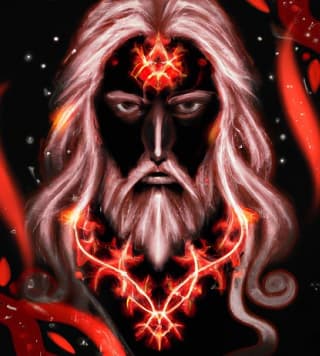 An artistic depiction of Mimir as an astral projection, a wise and powerful Norse deity.