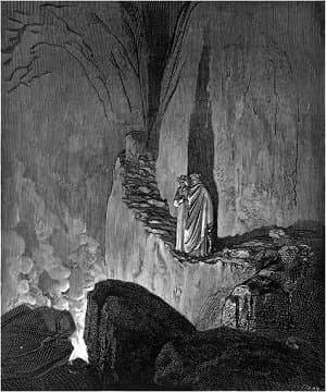 Illustation of virgil addressing the false counsellors by Gustave Dore